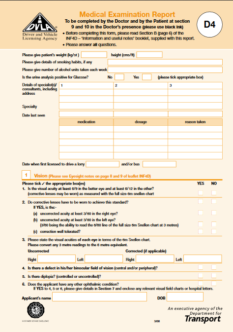 driving licence form d18